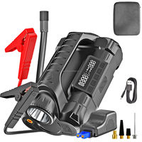 Démarreur de voiture 4-en-1 avec pompe à air, batterie externe et kit d'urgence pour camion et moto 8000A 24000mAh/88.8WH