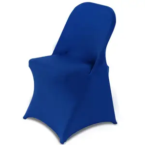 Wholesale Custom Hotel Blue Polyester Spandex Stretch Reomveable Banquet Wedding Chair Slip Cover For Dining Events Party