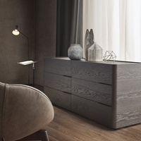 Commode personnalisée comptoir en bois poignée en aluminium mélamine imitation cuir tiroir intérieur buffet en placage de chêne