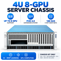 Casing Server Rak 4U 8 GPU PCIe 4.0 EATX 12G SAS 4 Bay Hot Swap untuk AI Deep Learning