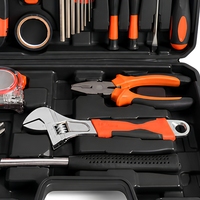 Ensemble d'outils à main en acier au carbone de 20 pièces avec étui rigide, tournevis, pinces, marteau, clé hexagonale, ruban à mesurer pour l'entretien domestique