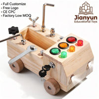 Jouets de construction éducatifs Montessori en bois pour enfants, voiture interactive avec interrupteurs LED, ensemble de jeu pour garçons et filles de 3 ans et plus, fourni par l'usine