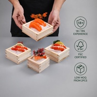 Boîte à sashimi japonaise en bois de qualité supérieure, mini-boîte carrée Masu pour servir des fruits de mer, plateau de présentation de sushi avec joint en bois, logo personnalisé