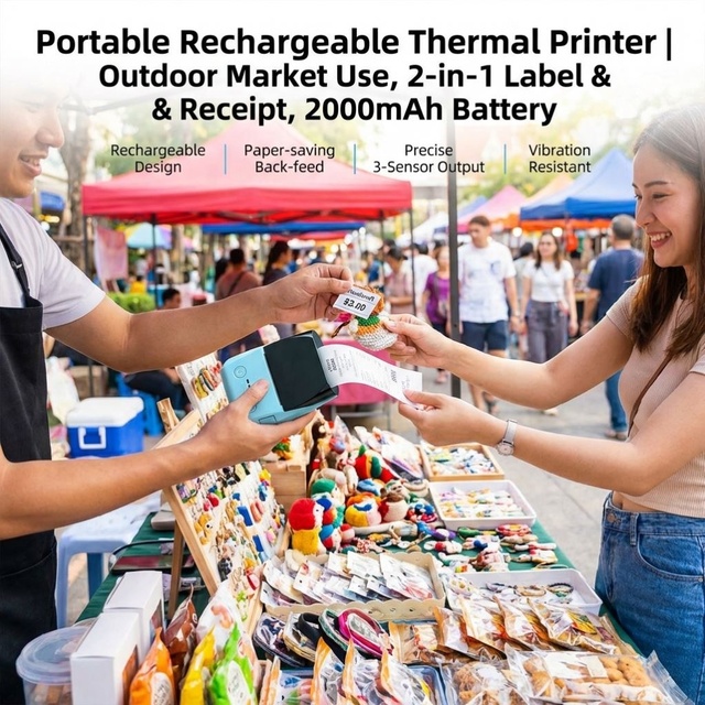New Handheld Thermal Mini Barcode Printer With USB Blue tooth Wi-Fi For Indoor Use Portable Wireless And CE FCC RoHS Certified