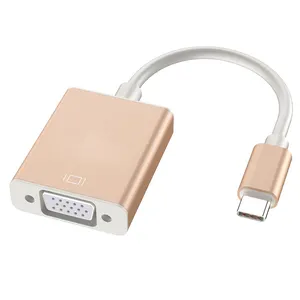 Alliage d'aluminium argent or USB 3.1 type-c passer à vga câble ordinateur projecteur 1080 hd type c à vga adaptateur