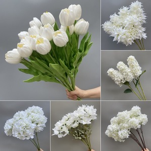 Set de Flores Artificiales de Seda Blanca Estilo Mori al por Mayor, Rosas para Decoración de Paredes en Bodas - Product Image 2