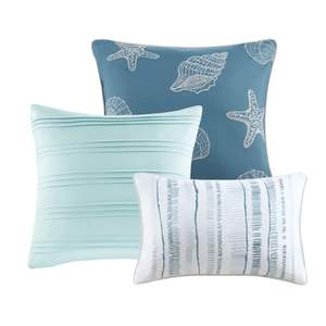 DB Modern Floral Geometric Quilt <b>Set</b> 3 Throw <b>Pillows</b> 3-piece Aqua King/Cal King Cotton Filled Patchwork for Wedding/Hotel Use - Product Image 2