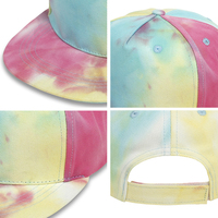 Sombreros Snapback de bebé en blanco con tinte de corbata para niños y niñas de color sólido con ala plana de cinco paneles para niños al por mayor
