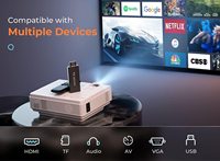 Mini Proyector Portátil 1080P, 150 ANSI Lúmenes LCD LED HIFI, Compatible con 4K 1000:1 para Cine en Casa Interior y Exterior