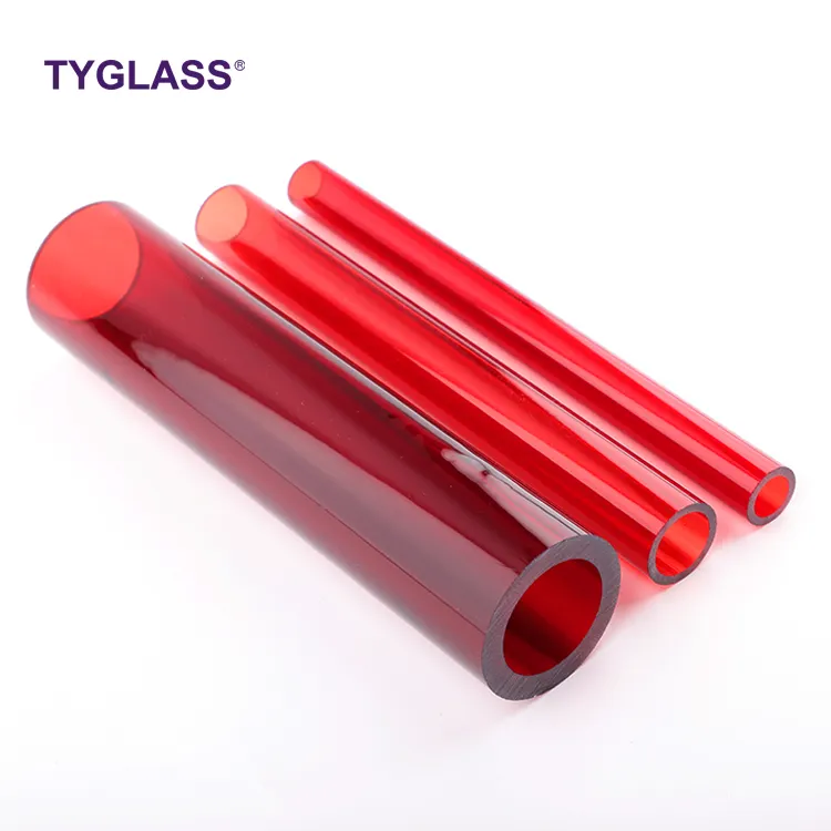 TYGLASS new color borosilicate glass tube round red glass tubing pipe of different depths