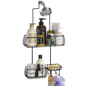 2 Tier Stainless Steel Bathroom <strong>Shower</strong> Shelf Hanging Storage Rack <strong>Over</strong> <strong>the</strong> <strong>Door</strong> <strong>Shower</strong> <strong>Caddy</strong> With Hooks - Product Image 1