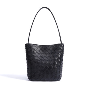 Genuine Lambskin Woven Lady Shoulder Bag Handcrafted Intrecciato Weave Soft Matte Finish | Customizable Anti-Theft Timeless - Product Image 1