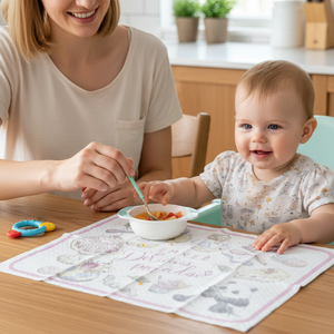 Baby Feeding Mat Rectangle Fabric Non-Slip Cute Design Table Pad for Mealtime - Product Image 6
