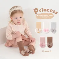 25 paires de chaussettes pour bébés et tout-petits, style coréen, sans couture, en dentelle, amples, antidérapantes, côtelées, avec nœud et motif floral, vendues individuellement