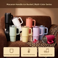 Gobelet durable multicolore avec couvercle à paille, en acier inoxydable 304, avec poignée, anti-fuite, pour voiture, voyage et camping
