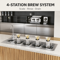 Rinse-verres automatique en acier inoxydable 304, à poser sur comptoir, installation facile, robinet réglable, qualité commerciale, pour cafés, bars et pichets