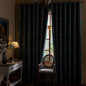 <span class=keywords><strong>Tende</strong></span> trasparenti in poliestere con stampa floreale vintage blu verde acqua americano per soggiorno, camera da letto, decorazioni per la casa - Product Image 2