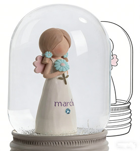 ลูกโลกหิมะนางฟ้าประดับดอกเดซี่พร้อมหินประจำเดือนมีนาคม ทำจากเรซิ่น ตกแต่งด้วยกลิตเตอร์ เหมาะสำหรับตกแต่งบ้านและเป็นของขวัญวันเกิด - Product Image 5