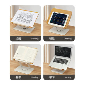 Support de lecture rotatif en bois, trépied pliable, étagère de table pour tablettes, supports pour ordinateurs portables - Product Image 4