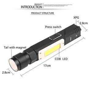 QXMOVING USB Перезаряжаемый светодиодный рабочий свет портативный фонарик с поворотом 90 градусов с регулируемой яркостью DC водонепроницаемый COB для ремонта автомобиля - Product Image 4