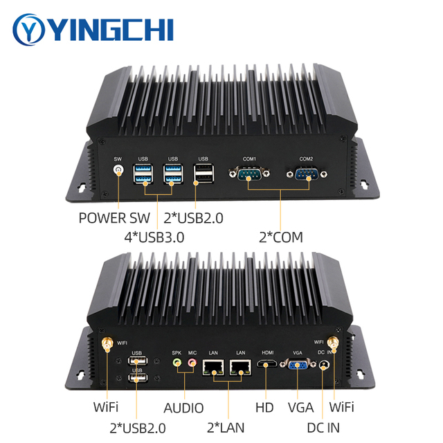 New Win10/11 Linux Mini Pc Fanless I5 10210U I7 10510U DDR4 RS485/232 HD+VGA HD Display Industrial Embedded Computer