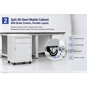 Banco de trabajo de laboratorio de acero con estructura en H Baitu SEFA8M, con gabinetes móviles de acero para laboratorio biológico y microbiológico. - Product Image 4