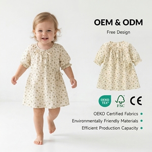 Fabricante de Ropa de Verano para Bebés OEM ODM, Vestido de <span class=keywords><strong>Princesa</strong></span> de Algodón con Flores para Niñas, Ropa Infantil Personalizada - Product Image 1