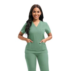 42109 Pantalon de jogging d'été personnalisé <span class=keywords><strong>pour</strong></span> infirmière, vêtements de travail antistatiques bleu marine <span class=keywords><strong>pour</strong></span> station-service, tenue médicale à manches courtes - Product Image 1