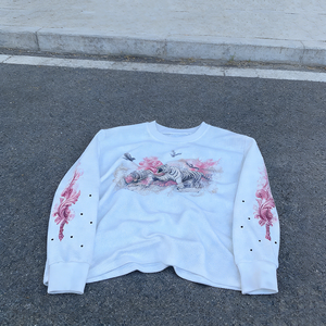 Grafik-DGT-Thermo-Baumwoll-<span class=keywords><strong>T</strong></span>-Shirts mit individuellem Logo, Oversize-Schnitt, Digitaldruck, Strasssteinen und Waffelmuster, Langarm - Product Image 3