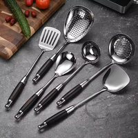 Ensemble de gadgets de cuisine en acier inoxydable de vente chaude ustensiles de cuisine ménagers en bois pour la cuisson