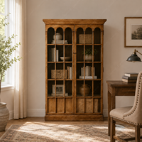 Meuble de rangement haut Merritt Wood Living, bibliothèque vintage en pin massif, buffet pour entrées, armoire de rangement, personnalisation possible