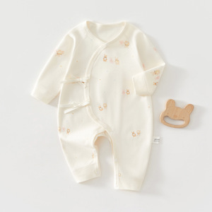 Body de Bebé de Algodón Puro 52/40, Primavera Otoño, Unisex, Tejido, con Estampado Floral y Cierre de Lazo - Product Image 1