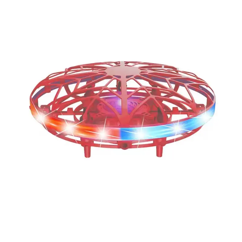 Hot Sale Tik Tok four -axis induction aircraft ufo decompression kids led flying spinner fidget gyro finger toy for children