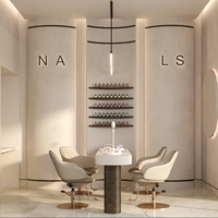 Conception d'intérieur pour salon de coiffure tout-en-un |   Décoration de boutique de beauté aux tons neutres de luxe, ensemble de meubles sur mesure pour toute la boutique