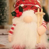 QiYing Victory Cross-Border Weihnachtsdekorationsartikel Amerikanischer Landhausstil Gestrickte Lampen Gesichtslose Puppe Leuchtende Zwergen-Ornamente