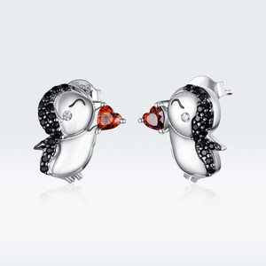 Nuovo stupido di bella ragazza di temperamento penguins s925 argento puro orecchino d'argento orecchini torre BSE383 - Product Image 5
