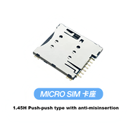 Prise pour carte Micro SIM de 1.45 hauteurs fournie par le fabricant avec accessoire électronique à insertion inclinée à toute épreuve