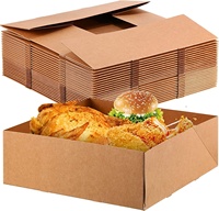 Plateaux alimentaires en papier Kraft personnalisés, boîte alimentaire en carton résistant à la graisse, plateaux jetables pliables brun porte-collation pour le cinéma