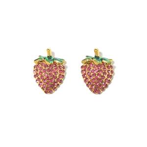 Boucles d'oreilles en forme de fraise plaquées or en acier inoxydable 316L, bijoux tendance - Product Image 1