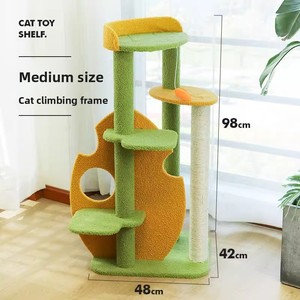 Cute Cat Tree with Three-Pillar Support 4 <b>Levels</b> Sisal <b>Posts</b> Indoor Play Structure for Cats - Product Image 2