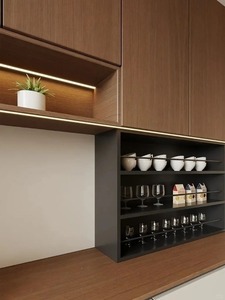 Buffet de style Maillard pour hôtel de campagne, en chêne massif, avec éclairage LED, étagère ouverte, four encastré et grand espace de rangement, idéal pour salon et salle à manger - Product Image 2