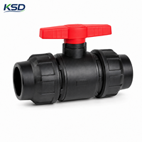 Válvula de Control de Agua de Plástico con Núcleo de Acero de Alta Presión PN16 SDR11 con Certificación ISO CE, Serie de Válvulas de Bola HDPE