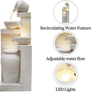 Fontaine moderne de style européen en fibre de verre, lumineuse et à circulation d'eau, pour jardin, cour et décoration intérieure – Offre Spéciale - Product Image 3