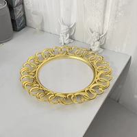 Nouvelle assiette miroir ajourée de style européen-américain, plateau à fruits élégant avec bordure en dentelle, idéal pour les banquets et les dîners