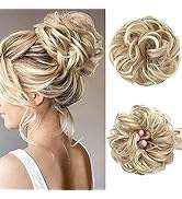 Perruque synthétique bouclée blonde résistante à la chaleur JoannaHair, postiche chignon pratique, design chouchou, aspect ondulé désordonné, 6 pouces, 30g - Product Image 6
