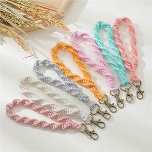 Rope Braided Colorful Macrame <b>Tassel</b> Wristlet Keychain Craft Accessories Handmade Boho Cotton <b>Key</b> Chain Macrame Wrist Keychains - Product Image 3