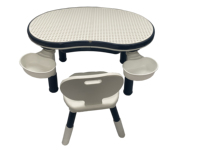 Ensemble moderne de bureau et chaise en plastique pour enfants avec blocs de construction, idéal pour la lecture en intérieur, la cuisine et le salon