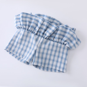 Jupe trapèze décontractée écologique à carreaux avec nœud pour filles, longueur genou, style gâteau, nouvelle collection été, motif floral, passe-partout - Product Image 3