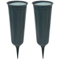 Vase à fleurs commémoratif avec insert en mousse, support de fleurs pour cimetière avec piquet de fixation au sol pour bouquets de fleurs fraîches et séchées