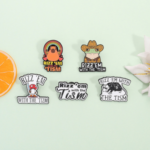 Rizz Em With the Tism Pins en émail, Broches animales (Cowboy, Grenouille, Arc-en-ciel, Capybara), Badges pour sac à dos et revers, Bijoux sur le thème de l'autisme, pour cadeau - Product Image 1